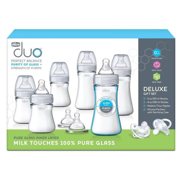 Chicco Other - Chicco Duo Deluxe Bottle Gift Set – Glass-Lined Anti-Colic Baby Bottles NEW